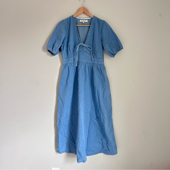 Nobody's Child Astra denim twill midi dress in light blue size 8 - Picture 5 of 8
